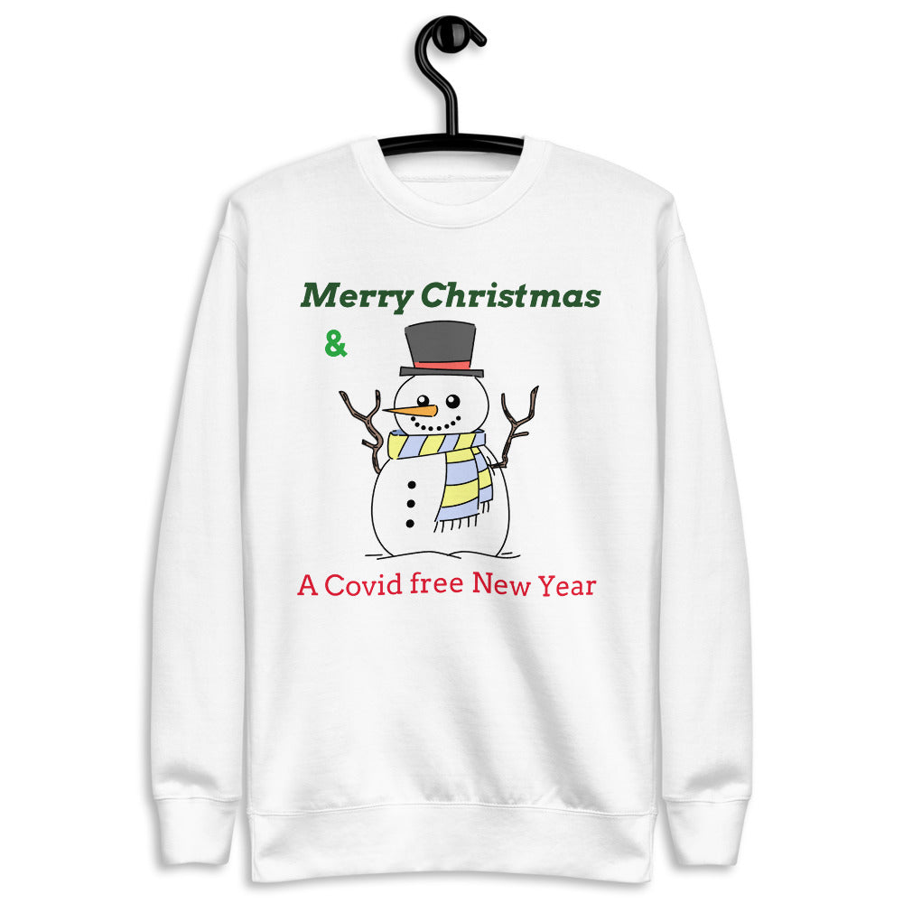Mens Holiday Fleece Pullover / Merry Christmas & Covid Free New Year