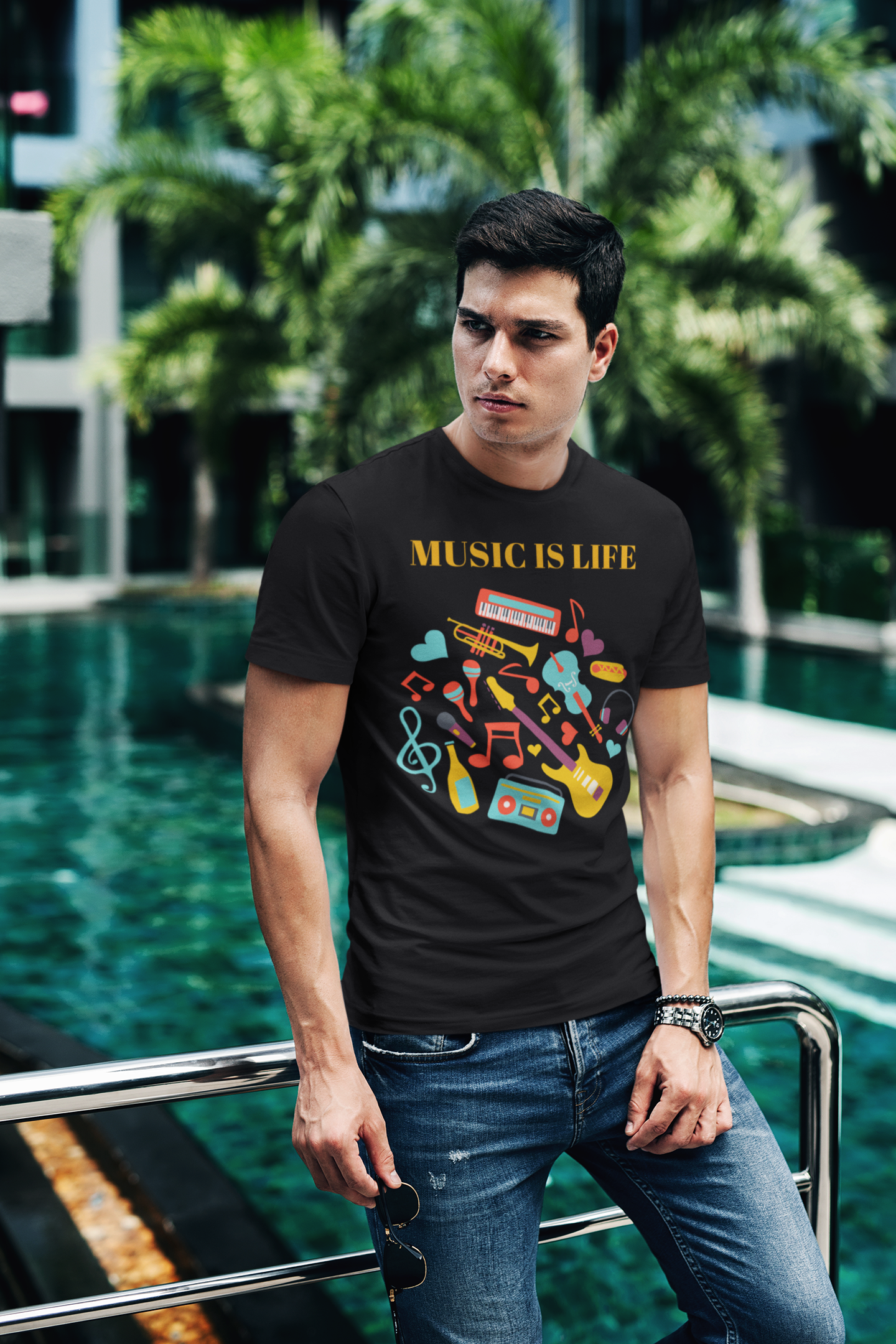 Men's Graphic Short-Sleeve T-Shirt / Music Is Life