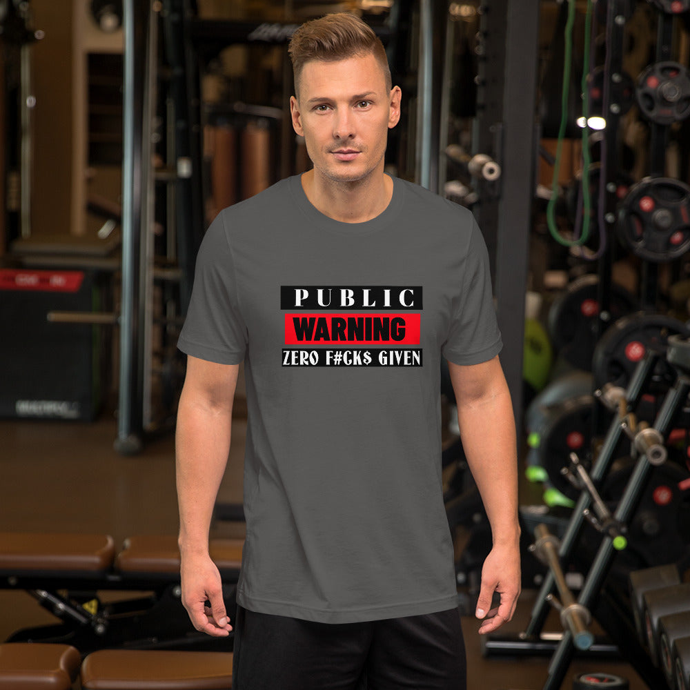 Men's Graphic Short-Sleeve T-Shirt / Public Warning Zero F*cks Given