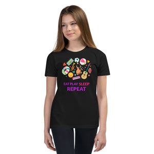 Girls Graphic Short Sleeve T-Shirt / Eat Play Sleep Repeat