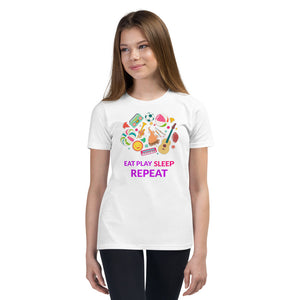 Girls Graphic Short Sleeve T-Shirt / Eat Play Sleep Repeat